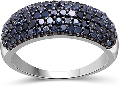 Bague en argent sterling avec diamant bleu 1 carat pour femme | bague