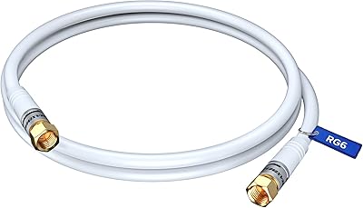 Câble coaxial rg6, cordon coaxial de 1,5 pieds (blanc), connecteurs de fil cl3