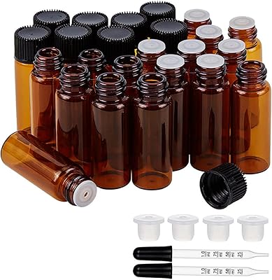 Penecrete lot de 40 bouteilles d'huile essentielle en verre ambré, flacon rechargeable vide