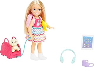 Poupée barbie chelsea et 6 accessoires ensemble de voyage avec chiot sac
