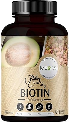 Complément alimentaire laperva biotine 10 000 mcg pour la croissance des cheveux