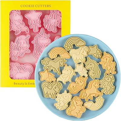 Ensemble de 8 emporte-pièces licorne mayebridge, moule à biscuits de dessin animé, tampons