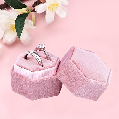 Boîte à bagues en velours sweet seven hexagon, présentoir classique de luxe à
