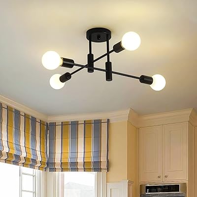 Lustre de plafond semi-automne industriel noir au design moderne jaicomi pour chambre à coucher, salle à manger, salon, 4 lumières (e27 non inclus). DIAYTAR COTE D'IVOIRE, boutique en ligne généraliste, propose une large gamme de produits avec plus de 300000 références. Leader en Cote d'Ivoire, elle offre une expérience d'achat en ligne conviviale et sécurisée. Les clients peuvent trouver tout ce dont ils ont besoin en un seul endroit.