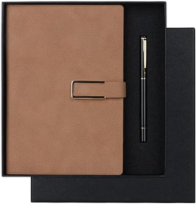 Coffret cadeau agenda a5 avec papier ligné double face et stylo plume noir