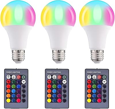 Ampoule led à couleur changeante 3 pièces 10w avec télécommande, ampoule intelligente e27