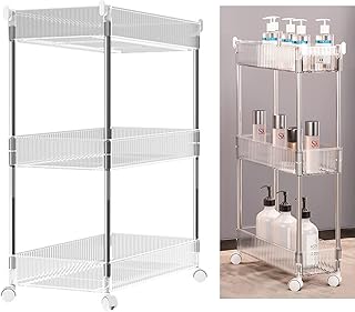 Chariot de rangement mince étagère mobile à 3 niveaux pour organisateur
