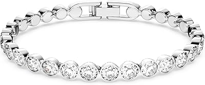Parure de bijoux tennis fins pour femme swarovski avec finition rhodium et cristaux