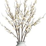 4 pièces fleurs de prunier artificielles, fausses fleurs de cerisier à longue tige