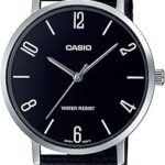 Montre homme mtp-vt01l-1b2, cadran noir, bracelet cuir noir - montre analogique, blanc, montre