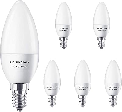 Ampoules candélabres led e12 6 w équivalentes à des ampoules halogènes de 60