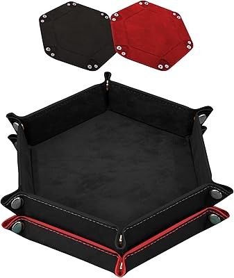 Plateau à dés hexagonal pliable sik en cuir pu velours pour jeux de dés tels que rpg, dnd et autres jeux de société, noir et rouge. DIAYTAR COTE D'IVOIRE est une boutique en ligne fiable et sécurisée qui propose des moyens de paiement variés et des options de livraison rapides. Les clients peuvent ainsi acheter en toute confiance et recevoir leurs commandes rapidement. La boutique est également connue pour son service client de qualité qui répond aux besoins et aux questions des clients.