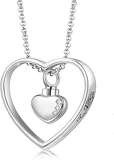 Collier d'urne de crémation en forme de cœur commémoratif pour souvenir de cendres