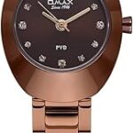 Montre analogique en métal 34 mm avec cadran rond et bracelet noir
