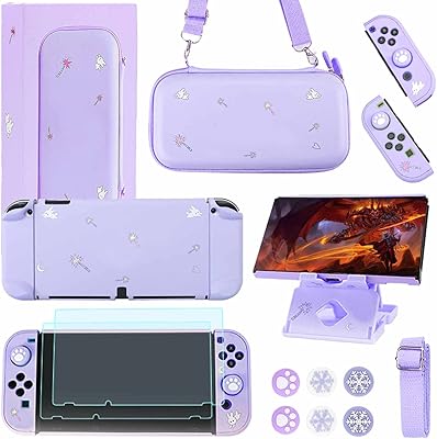 Ensemble d'accessoires jotial nintendo switch oled - filles violet ensemble d'accessoires nintendo switch