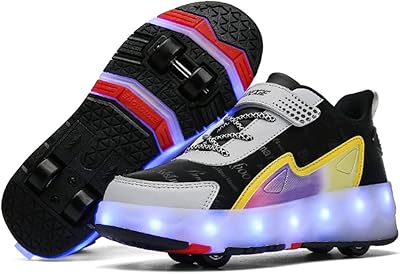 Patins à roues alignées pour enfants avec 4 roues et 16 lumières led