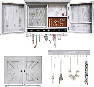 Organisateur de bijoux mural rustique avec décor de porte de grange en bois, porte-bijoux mural en bois pour colliers, boucles d'oreilles, bracelets, porte-bague (nouveau blanc). DIAYTAR COTE D'IVOIRE est votre destination idéale pour faire du shopping en ligne en Côte d'Ivoire. Avec une énorme sélection de produits qui dépassent les 300 000 références, nous avons tout ce dont vous avez besoin, du petit électroménager à la mode en passant par les accessoires pour la maison. Notre engagement est de vous offrir une expérience d'achat en ligne facile, sécurisée et personnalisée.