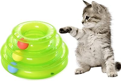 Jouet rotatif equate cat, jouet rotatif à 3 niveaux avec trois balles colorées