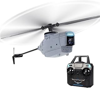 Hélicoptère rc hélicoptère rc avec caméra 720p, hélice unique sans stabilisateur gyroscopique ailron