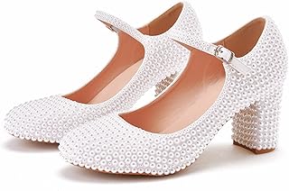 Chaussures de mariée pour femmes, chaussures de mariage en perles, chaussures de demoiselle