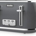 Grille-pain 4 tranches à fente large à levage élevé breville flo | gris