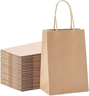 Sacs en papier marron avec poignées taille 15 x 11 x 6 cm