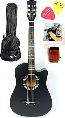 Guitare acoustique mike music 38 pouces avec étui et sangle (noir)