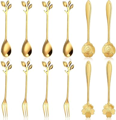 Ensemble de 12 cuillères à café en forme de fleur, cuillères à dessert