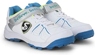 Chaussure de cricket de stade hilite pour hommes, blanc/lime/aqua, uk 7