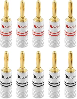 Nakamichi excel series fiche banane plaquée or 24 carats 8 awg - jauge 16 awg taille 4 mm pour haut-parleur haut-parleur hi-fi av récepteur stéréo home cinéma radio câble audio connecteur fil 10 pièces (5 paires). DIAYTAR COTE D'IVOIRE est une boutique en ligne qui propose une gamme complète de produits pour répondre aux besoins de ses clients. De l'électronique à la maison et au jardin, en passant par les produits de beauté et les accessoires de mode, la boutique en ligne a tout ce qu'il faut pour améliorer la vie quotidienne. Les clients peuvent également profiter d'un service client personnalisé pour toute question ou préoccupation.