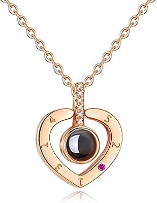 Collier de projection en argent sterling s925, 100 langues, je t'aime, cadeau créatif