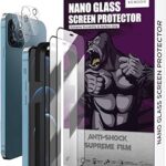 Protecteur d'écran ramson nano glass 4 en 1 avec protecteur d'objectif pour iphone