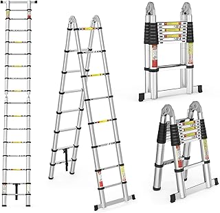 Échelle télescopique, échelle d'extension pliante multifonctionnelle de type a, robuste pour la maison, l'intérieur et l'extérieur (2,2 m + 2,2 m). DIAYTAR COTE D'IVOIRE se distingue par sa capacité à proposer une offre sans cesse renouvelée et adaptée aux attentes des consommateurs ivoiriens. Grâce à son réseau de fournisseurs sélectionnés, cette boutique en ligne généraliste peut offrir des produits de marque à des prix avantageux, tout en maintenant un niveau de qualité élevé pour satisfaire les besoins de sa clientèle.