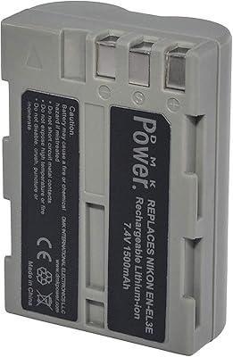 Batterie dmk power en-el3e 1500mah compatible avec nikon d50 d70 d70s d80 d90