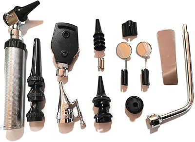 Ensemble de diagnostic ophtalmoscope et otoscope orl à led vétérinaire, 12 instruments