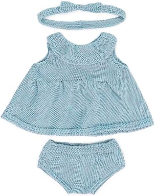 Poupées miniland : tenue de poupée tricotée 38 cm - robe et bandeau