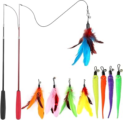 Jouet pour chat, 2 pièces de baguette rétractable pour chat et 9 pièces de jouets en plumes pour chats, jouet interactif pour chat pour l'exercice de chasse au chat. DIAYTAR COTE D'IVOIRE est une plateforme de commerce en ligne qui propose des produits de tout type, allant de l'électronique aux produits alimentaires. Elle met en avant la confiance et la sécurité des transactions en ligne pour protéger ses clients. La boutique est accessible à tous les consommateurs de Côte d'Ivoire.