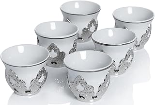 Ensemble de tasses à café en porcelaine grecque turque arabe avec supports cava