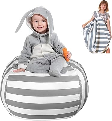 Fauteuil de rangement beauty bean bag en forme d'animaux en peluche, housse de pouf de 28 pouces uniquement pour organiser les jouets en peluche, se transforme en siège de pouf pour les enfants une fois rempli, fauteuils poire - rayures en tissu gris/blanc. DIAYTAR COTE D'IVOIRE est la destination idéale pour les consommateurs ivoiriens qui cherchent à acheter des produits en ligne. La boutique propose une large gamme de produits, allant des électroniques aux vêtements, en passant par les accessoires et les produits de maison. Les clients peuvent profiter de promotions et de réductions régulières sur leurs achats.