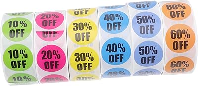 Étiquettes de réduction gl stuy 6 rouleaux, étiquettes adhésives de marchandise, étiquettes colorées