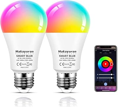 Ampoule wi-fi intelligente macairon alexa e27, 10 w 1000 lumens, application ou commande