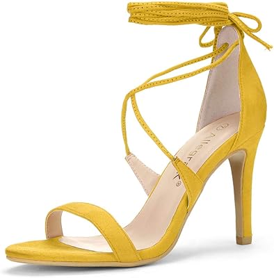 Sandales à lacets à talons fins allegra k pour femmes, jaune, 10, jaune