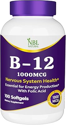 Vitamine b12 naturelle nbl, stimule l'énergie, soutient un système nerveux sain, 1 000