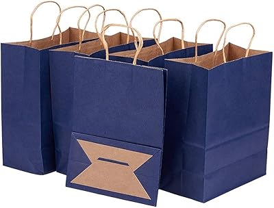 Sacs en papier kraft avec poignées torsadées, sac cadeau pour cadeaux de fête