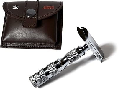 Cs-205 classic samurai travel rasoir de sécurité à double tranchant chromé avec étui