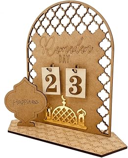 Calendrier de l'avent du ramadan en bois avec compte à rebours pour la décoration