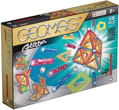 Kit de construction magnétique à paillettes geomag 533, multicolore, 68 pièces