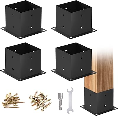 Kinshox woodworks ensemble de supports de pergola 6x6 d'extension d'angle revêtement en poudre