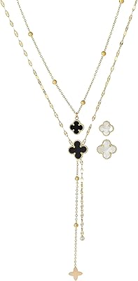 Collier multicouche trèfle porte-bonheur pour femmes filles plaqué or 18 carats élégant collier
