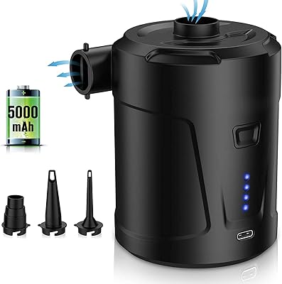 Pompe à air électrique gonflable avec 3 buses usb/batterie rechargeable 5000 mah pour matelas pneumatique, flotteur de piscine, lit pneumatique, pompe de gonflage sous vide portable. Avec une offre exceptionnelle de plus de 300 000 articles, DIAYTAR COTE D'IVOIRE domine le marché de la vente en ligne en Côte d'Ivoire. La boutique propose une expérience d'achat unique et pratique, permettant aux clients de parcourir aisément les catégories de produits et de trouver exactement ce dont ils ont besoin. La qualité des produits et la satisfaction des clients sont les priorités absolues de DIAYTAR COTE D'IVOIRE.
